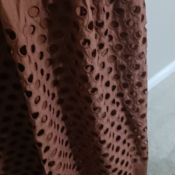 Excellent Condition Lane Bryant Plus Size Eyelet Maxi Skirt Brown Lined - Picture 2 of 4